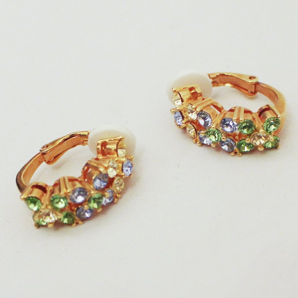 Joan Rivers Pastel Flower Crystal Clip or Pierced